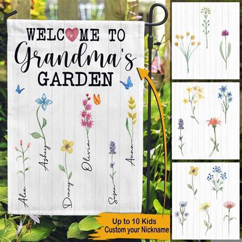 Personalized Grandma Garden Flag Gardening Mother S Day Etsy