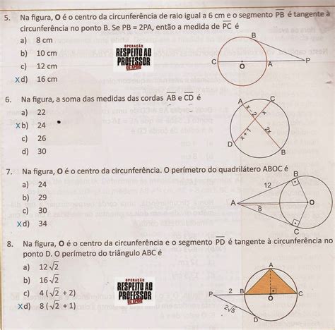 Exerc Cios De Circunfer Ncia Ano Gabarito