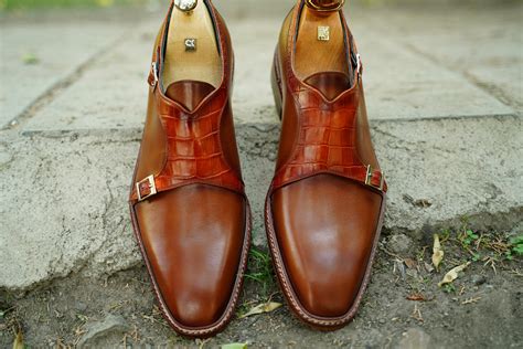 Mens Double Monk Strap Dress Shoes Handmade Leather Brown Etsy