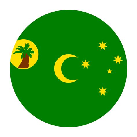 Cocos Or Keeling Islands Flat Rounded Flag With Transparent Background