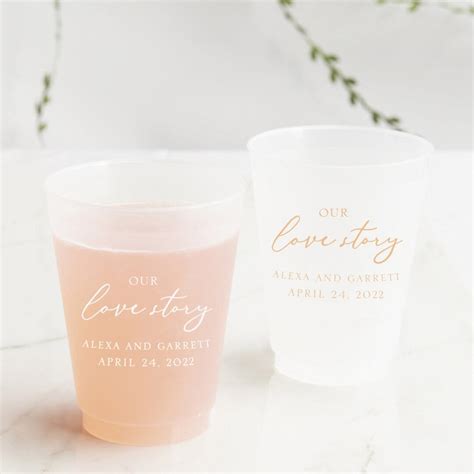 Personalized Frosted Plastic Cups Wedding Favors Bulk Quantity