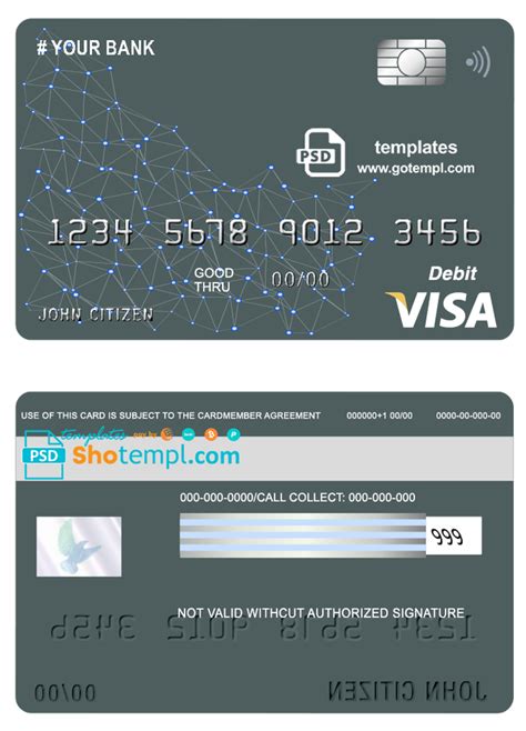 Geometrex Universal Multipurpose Bank Visa Credit Card Template In