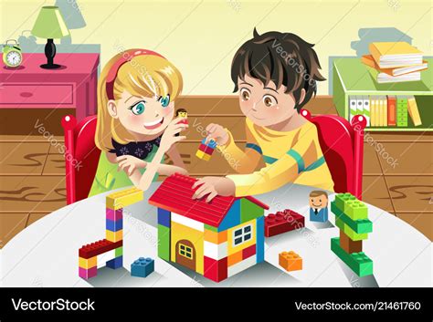 Kids Playing With Toys Royalty Free Vector Image
