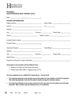 Referral Electroconvulsive Therapy Ect Patient Fill And Sign