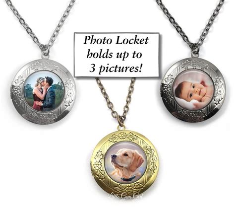 Personalized Photo Locket Necklace Customized With Your Photo, up to 3 ...