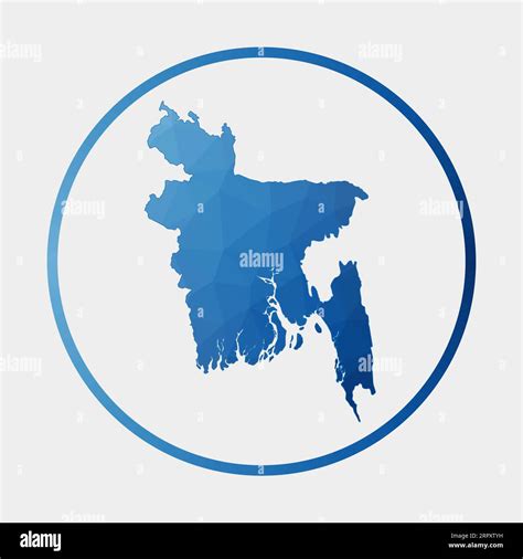 Bangladesh Icon Polygonal Map Of The Country In Gradient Ring Round