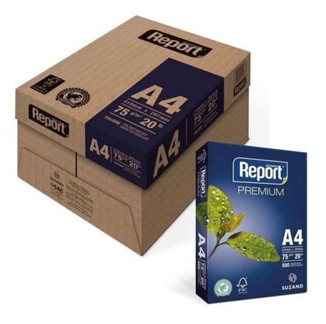 Papel Sulfite Report Premium A4 75g 500 Folhas Caixa 10 Pacotes