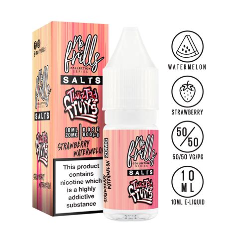 No Frills Salts Twizted Fruits Strawberry Watermelon Nic Salt 10ml