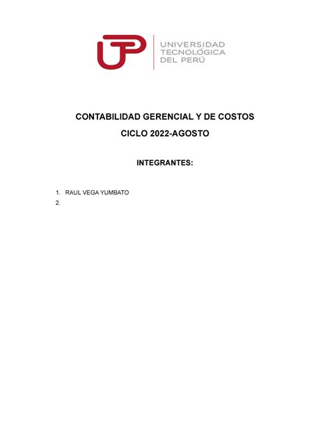 Contabilidad Gerencial Contabilidad Gerencial Y De Costos Ciclo