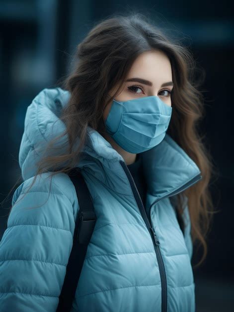 Premium AI Image A Woman Wearing A Face Mask