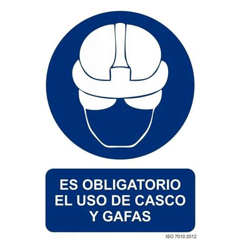 Señal ES OBLIGATORIO EL USO DE CASCO Y GAFAS Señal de seguridad