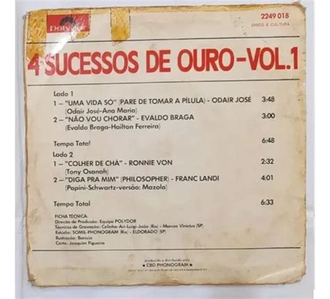 Lp Disco Vinil Compacto 4 Sucessos De Ouro Vol 1 Parcelamento Sem Juros