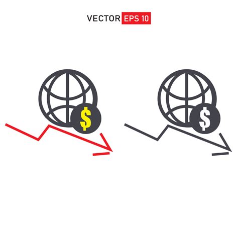world Dollar currency crisis inflation Deflation line icon. Economic