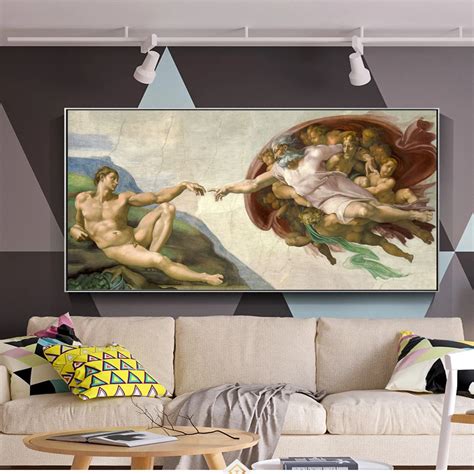 Creation Of Adam Canvas Art Wall Painting Classical European Wall Art