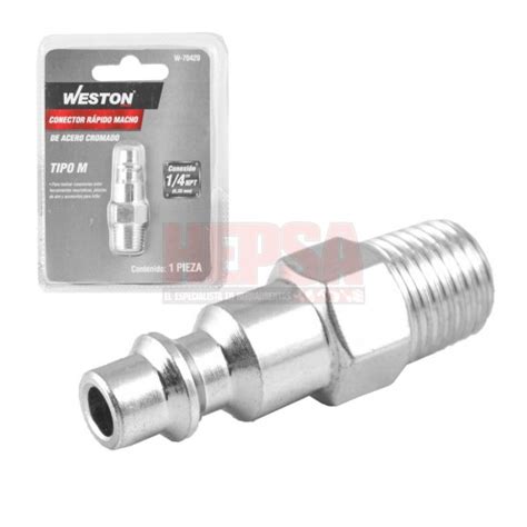 CONECTOR RAPIDO D ACERO CROMADO MACHO 1 4 NPT WESTON W 70420