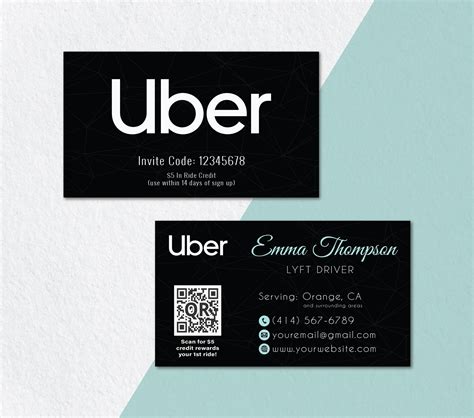 Uber Business Cards Personalized Uber Driver Business Card Uber