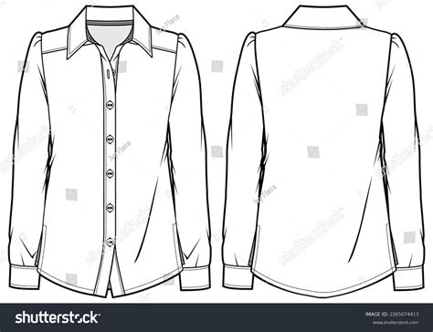 Womens Shirt Blouse Flat Sketch Fashion Stock Vector Royalty Free