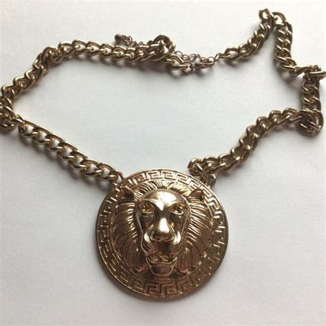 Anne Klein Vintage Lion Head Chain Necklacemade In 1 Gem