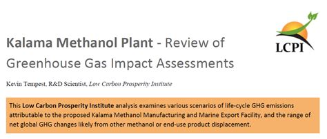 Kalama Methanol Plant Review Of Greenhouse Gas Impact Assessments