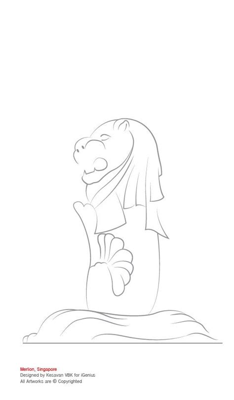 Singapore Merlion Coloring Page Sketch Coloring Page