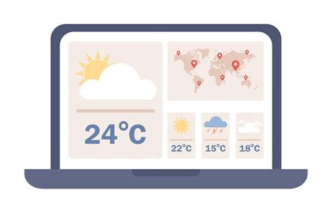 Icono de pronóstico del tiempo Laptop con sitio web meteorológico