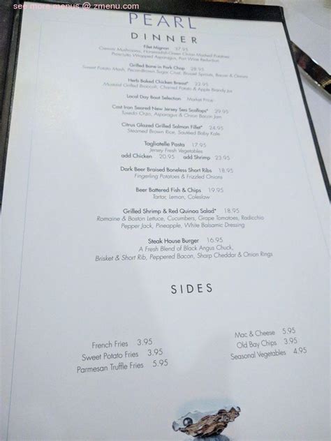 Menu at The Oyster Point Hotel restaurant, Red Bank