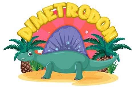 Little Cute Dimetrodon Dinosaur Cartoon Character Stock Vector Illustration Of Font Dino