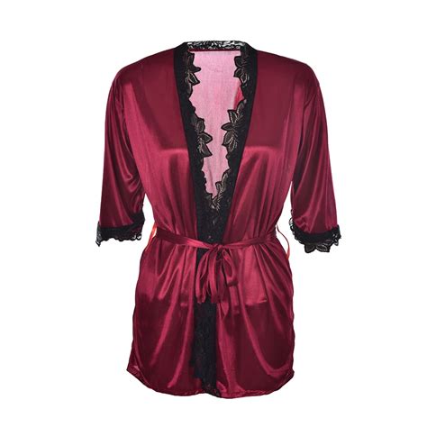 Women Underwear Lace Sexy Satin Lingerie Robe Dress Pajamas Sleepwear