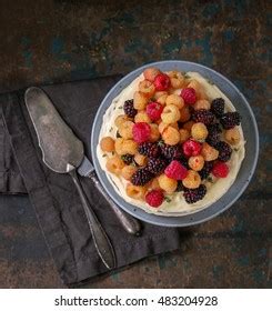 Berries Clafoutis Flognarde Classic French Dessert Stock Photo