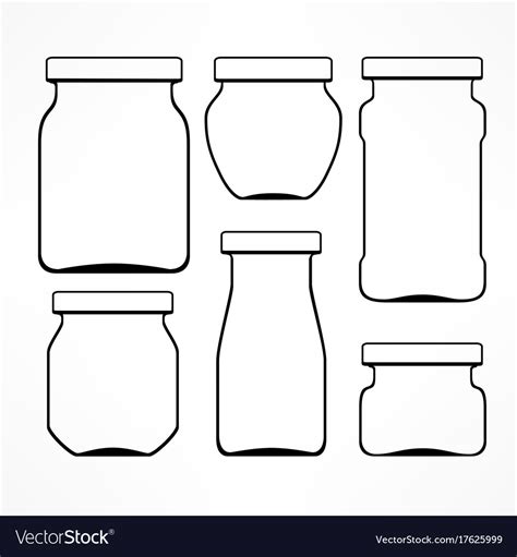 Set Of Glass Jars Royalty Free Vector Image Vectorstock