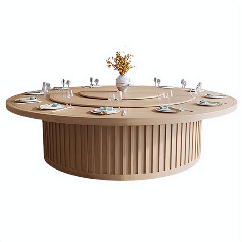 Banquet Hall Solid Wood Automatic Rotating Electric Dining Table For 15