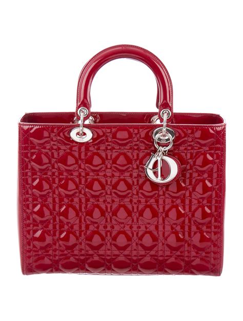 Christian Dior Large Lady Dior Bag Red Satchels Handbags Chr81267