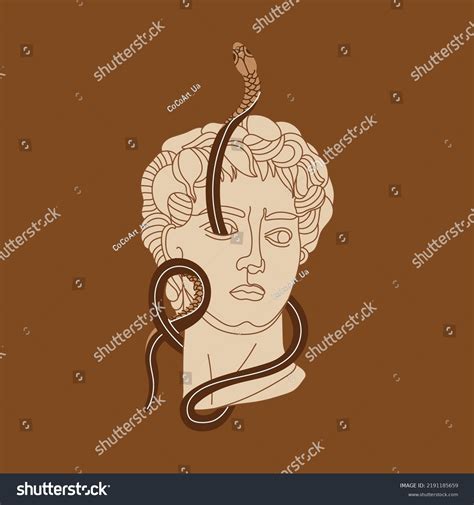 One Line Abstract Michelangelos David Portrait Stock Vector Royalty