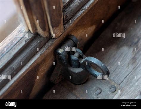 Old Window Lock Made Of Copper Stock Photo Alamy