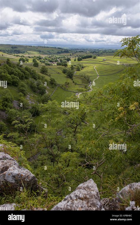 Looking Down Malhamdale From The Top Of Malham Cove North Yorkshire