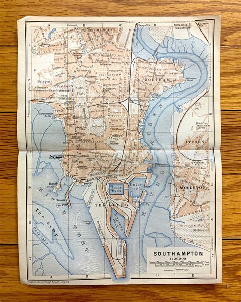 Antique Southampton England Map From Baedekers Atlas Of Great