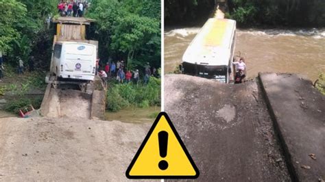 Colapsa puente en Veracruz Autobús con 20 pasajeros cae al río y deja