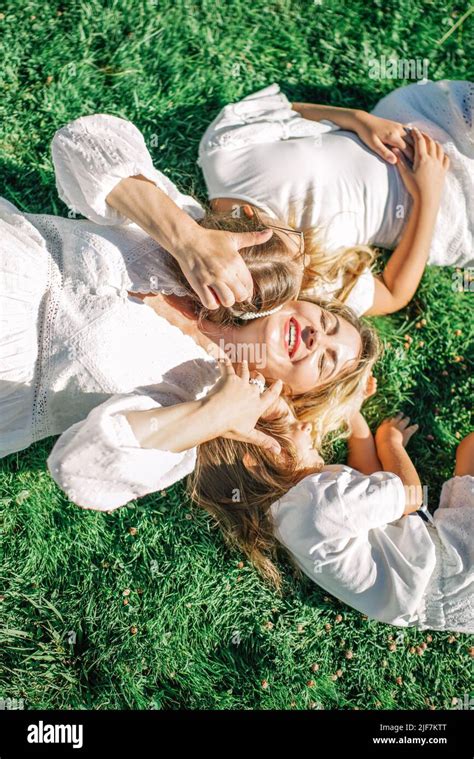 Joyful Moments Of Mother And Daughters Stock Photo Alamy