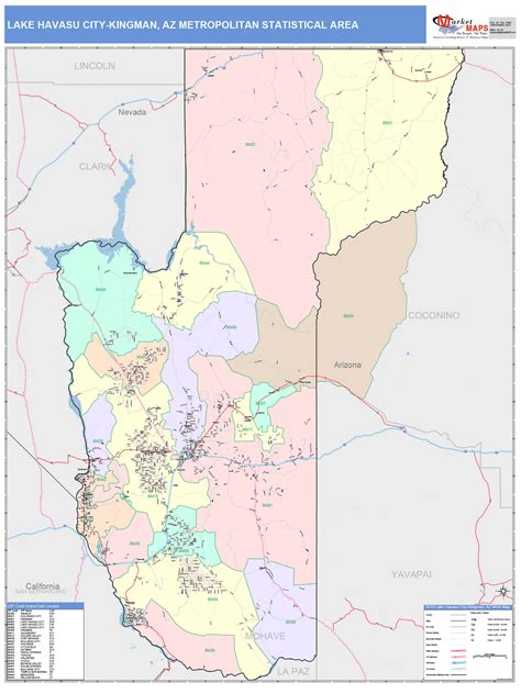 Lake Havasu City Arizona Zip Code Wall Map Basic Style By Marketmaps