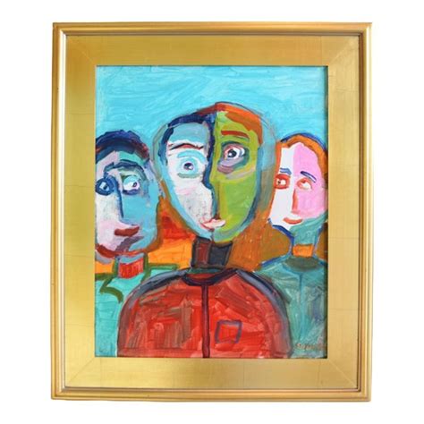 Juan Guzman Original Abstract Portraits Oil Painting W/ Gold Leaf Frame | Abstract portrait ...