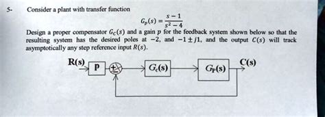 Solved Consider A Plant With Transfer Function Gp S S 1 Design A Proper Compensator Gc S