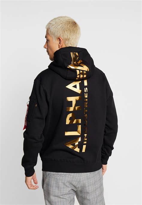 Alpha Industries Back Print Hoodie Blackgoldblack Uk