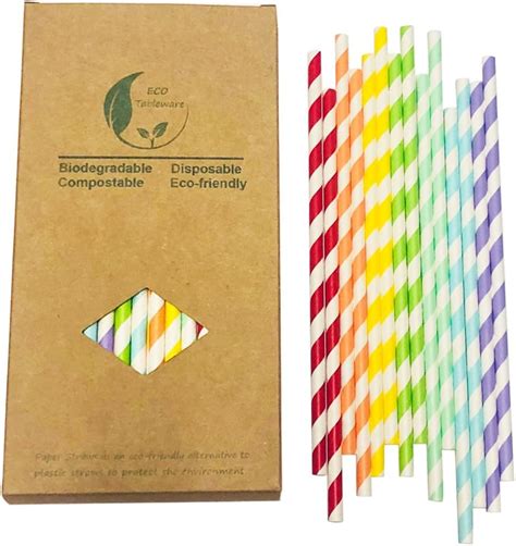 Amazon Rainbow Striped Paper Straws Inch Pack Of