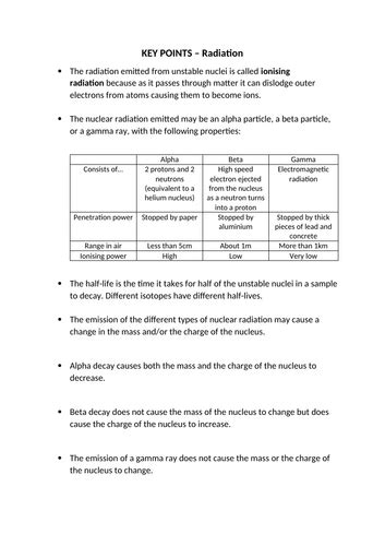 Radiation Revision Aqa Gcse Teaching Resources