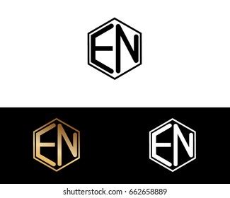 En Initial Letters Linked Hexagon Shape Stock Vector Royalty Free