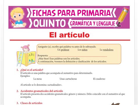 ¿qué Es El Artículo Para Quinto Grado De Primaria