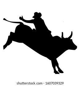 Cowboy Riding Bull Silhouette Design Stock Illustration 1607039329