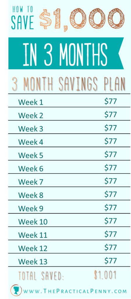 The Three Month Savings Plan Is Shown