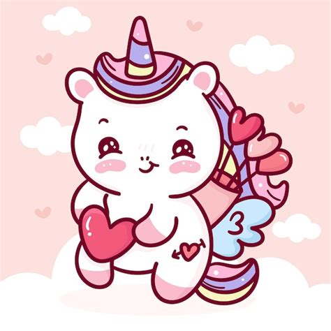 Premium Vector Cute Unicorn Pegasus Cupid Cartoon Kawaii Animal For