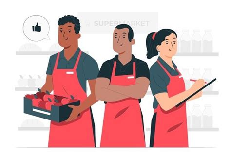 Free Vector Supermarket Workers Concept Illustration Flat